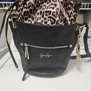 Jessica Simpson Black and Leopard Print Women's Bag
